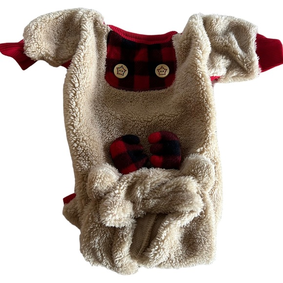 KYEESE Dog Pajamas Reindeer Christmas  Bowtie Red plaid Pet Pajamas sz M NWT - Picture 9 of 12